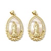 Brass Pave Shell Pendants KK-I708-16P-G-1