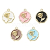 5Pcs Rack Plating Alloy Enamel Pendants ENAM-YW0002-45-1