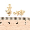 Brass Clear Cubic Zirconia Starfish Shell Shape Connector Charms KK-R219-01G-3