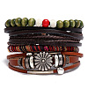 Punk Style Adjustable Cowhide Cord Bracelet Sets WG74349-01-1