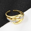 Brass Micro Pave Cubic Zirconia Open Cuff Ring for Women RJEW-F177-03GP-12-4