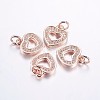 Long-Lasting Plated Brass Micro Pave Cubic Zirconia Charms ZIRC-F069-50RG-1