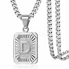 Rectangle with Letter Pattern 304 Stainless Steel Pendant Necklaces FS-WGFC766-31-1