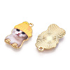 Printed Light Gold Tone Alloy Pendants ENAM-N056-208E-1