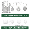 Unicraftale 1 Set Heart & Flat Round & Oval & Square Alloy Keychains KEYC-UN0001-11-4
