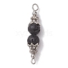 Natural Lava Rock Round Beaded Connector Charms PALLOY-JF02715-3