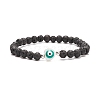 Heart with Evil Eye Shell & Natural Lava Rock Beaded Stretch Bracelet BJEW-JB08235-02-1