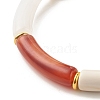 Imitation Gemstone Acrylic Curved Tube Beaded Stretch Bracelet BJEW-JB07953-5