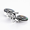 Bicycle Shape Natural Abalone Shell/Paua Shell Brooch Pin G-N333-010B-RS-4