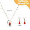 FIBLOOM 3 Sets 3 Colors Rhinestone Teardrop Dangle Earrings & Pendant Necklace SJEW-FI0001-27-2