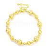 Rack Plating Round & Grooved Round Brass Beaded Bracelets for Women BJEW-P322-17G-1