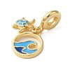 Rack Plating Brass Deep Sky Blue Enamel European Dangle Charms KK-P279-35G-2