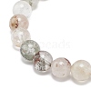 Natural Green Lodolite Quartz/Garden Quartz Round Beaded Stretch Bracelet BJEW-JB08919-02-4