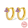 Real 18K Gold Plated 925 Sterling Silver Micro Pave Cubic Zirconia Hoop Earrings JU6681-12-1