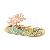 Natural Sunstone Money Tree Buddha Sculpture Set Incense Burner & Natural Green Aventurine on Trays for Wealth DJEW-G027-19RG-09-1