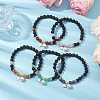 6mm Round Natural Lava Rock & Gemstone Beaded Stretch Bracelets BJEW-JB10846-2