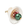 Natural Shell & Round Glass Pendants PALLOY-MZ00912-08-3