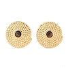 Natural Tiger Eye & 304 Stainless Steel Rope Disc Stud Earrings for Women EJEW-G390-04G-01-1