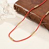 Ion Plating(IP) 304 Stainless Steel Round Beaded Nylon Cord Necklaces for Women NJEW-P320-15G-02-3