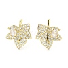 Rack Plating Brass Micro Pave Clear Cubic Zirconia Stud Earrings for Women EJEW-M260-21G-1