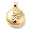 Rack Plating Brass Micro Pave Clear Cubic Zirconia Locket Pendants KK-M227-04G-1