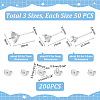 Unicraftale 150Pcs 3 Style 316 Surgical Stainless Steel Stud Earring Findings STAS-UN0057-18-2