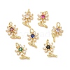 Rack Plating Brass Micro Pave Cubic Zirconia Pendants KK-E033-11G-1