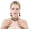 Rectangle Alloy Glass Choker Necklace & Earrings Sets for Women FS-WG507E8-05-2