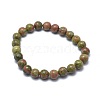 Natural Unakite Bead Stretch Bracelets BJEW-K212-C-006-2