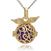 Golden Tone Brass Hollow Round Cage Pendants KK-J230-03G-1