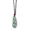Natural Jadeite Carved Kidney Bean Pendant Necklaces NJEW-F321-06-2