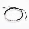 Adjustable Brass Braided Beaded Bracelets BJEW-JB03778-02-1