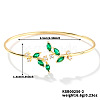 Elegant Brass Cubic Zirconia Leaf Cuff Bangles for Women VL7639-2-1