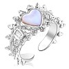 Rhodium Plated 925 Sterling Silver Heart Open Cuff Ring JR894A-1