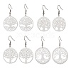 201 Stainless Steel Filigree Dangle Earrings for Women EJEW-JE06203-2