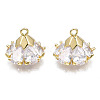 Brass Inlaid Clear Cubic Zirconia Charms ZIRC-S069-001G-1