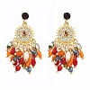 Bohemia Style Alloy Acrylic Tassel Dangle Stud Earrings for Women LS-EJEW-G435-01G-2