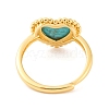 Heart Natural Turquoise Adjustable Rings RJEW-Q817-05G-04-3