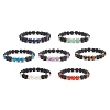 7Pcs 7 Style Natural Mixed Gemstone & Lava Rock Round Beaded Stretch Bracelets Set BJEW-JB08914-1