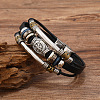 Viking Helm Alloy & Imitation Leather & CCB Plastic Multi-strand Bracelets for Men FS-WG23689-01-4