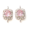 Brass Pave Pink Cubic Zirconia Connector Charms CU-CBAEC99-14S-1