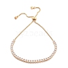 Brass Pave Clear Cubic Zirconia Square Box Chain Slider Bracelets BJEW-YWC0002-10A-G-1