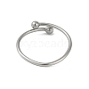 Non-Tarnish 304 Stainless Steel Round Ball Open Cuff Finger Rings for Women RJEW-C105-01P-3