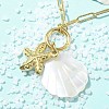 Summer Beach 304 Stainless Steel Pendant Paperclip Chain Necklaces STAS-Z105-07G-01-3