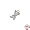 Real Platinum Plated Rhodium Plated 925 Sterling Silver Micro Pave Clear Cubic Zirconia Charms STER-P054-10P-X-1