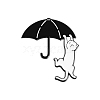 Cute Black and White Art Umbrella Cat Brooch PW-WGE401D-02-1