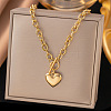 304 Stainless Steel Heart Pendant Cable Chain Necklaces for Women NJEW-C084-05G-1