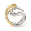 Brass Bypass Open Cuff Rings for Women RJEW-B062-06GP-3
