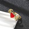 Heart with Wing Enamel Finger Rings RJEW-G337-05G-01-3