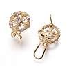 Brass Micro Pave Cubic Zirconia Stud Earring Findings KK-O121-10G-2